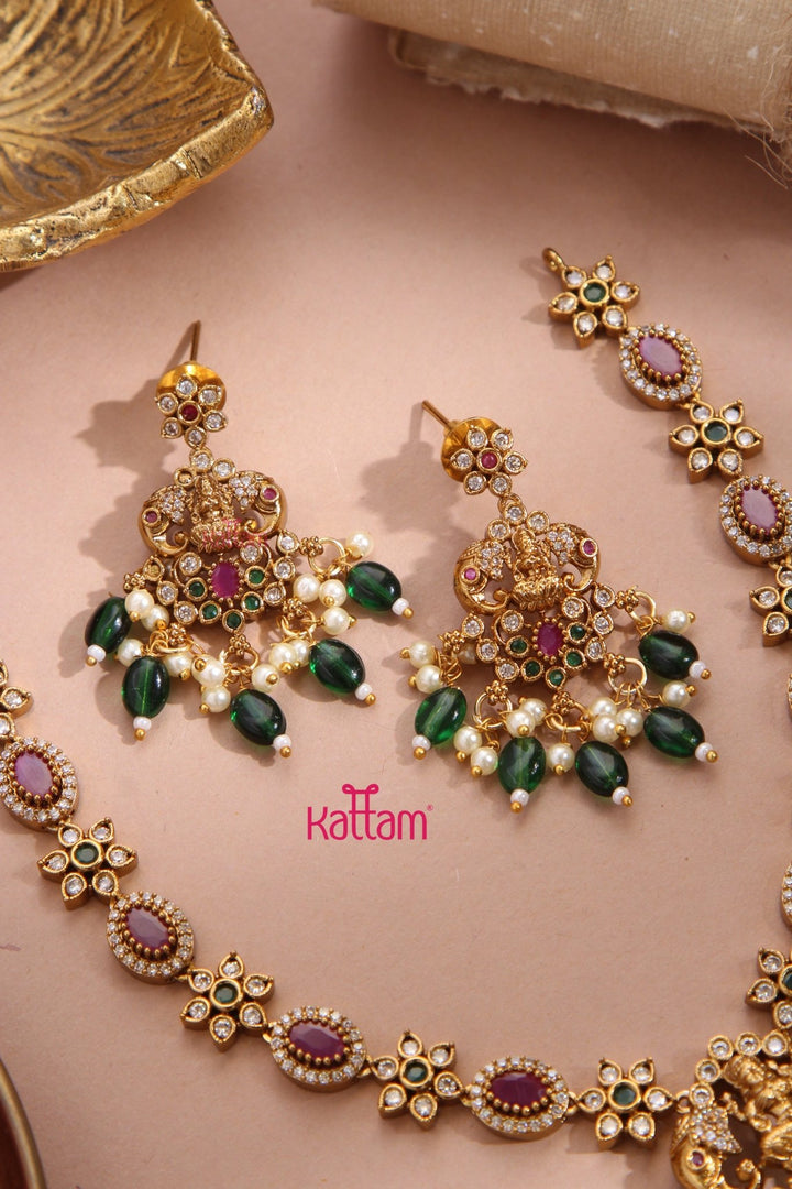 Elegant Ganesha & Lakshmi Beaded Necklace - N3348