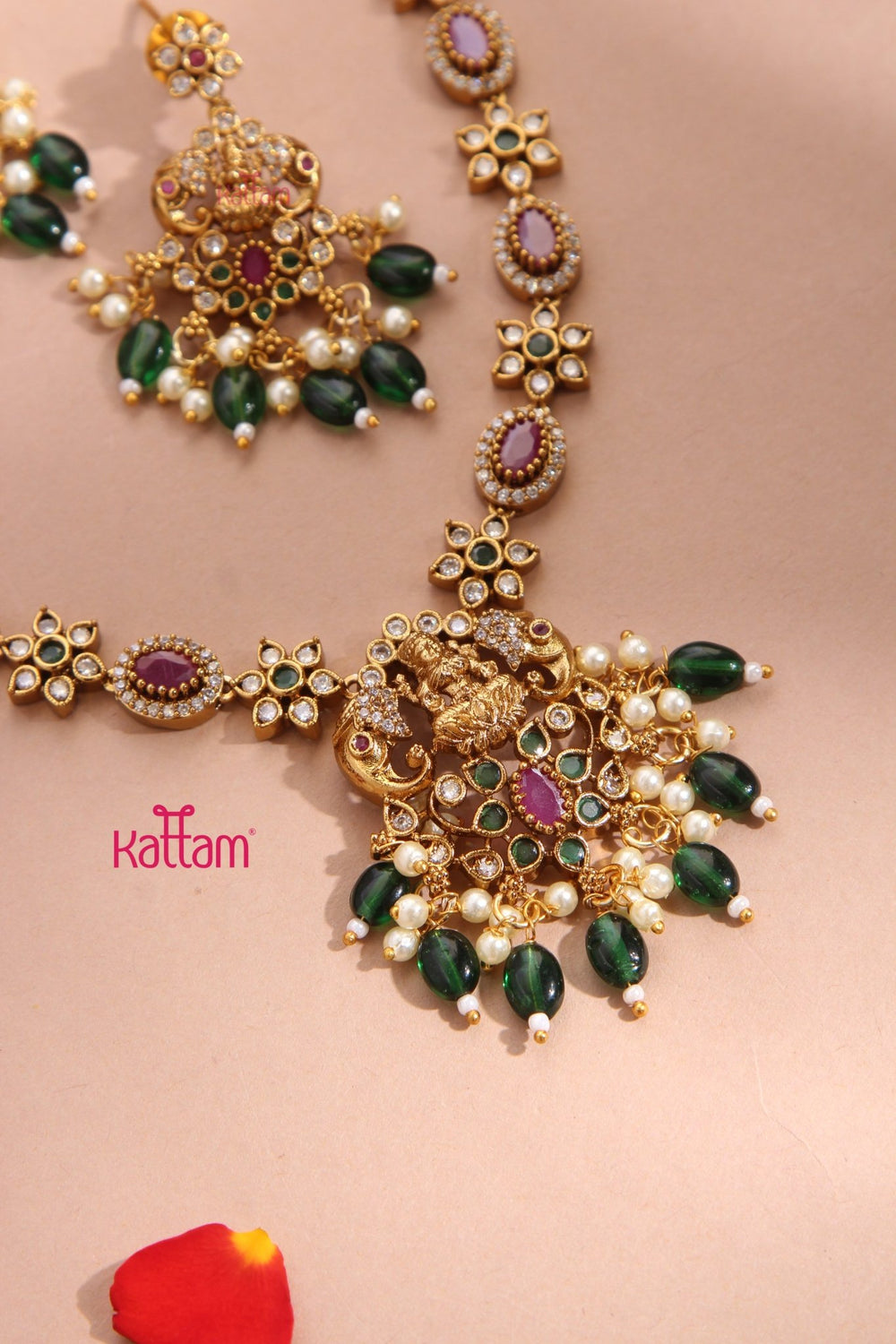 Elegant Ganesha & Lakshmi Beaded Necklace - N3348