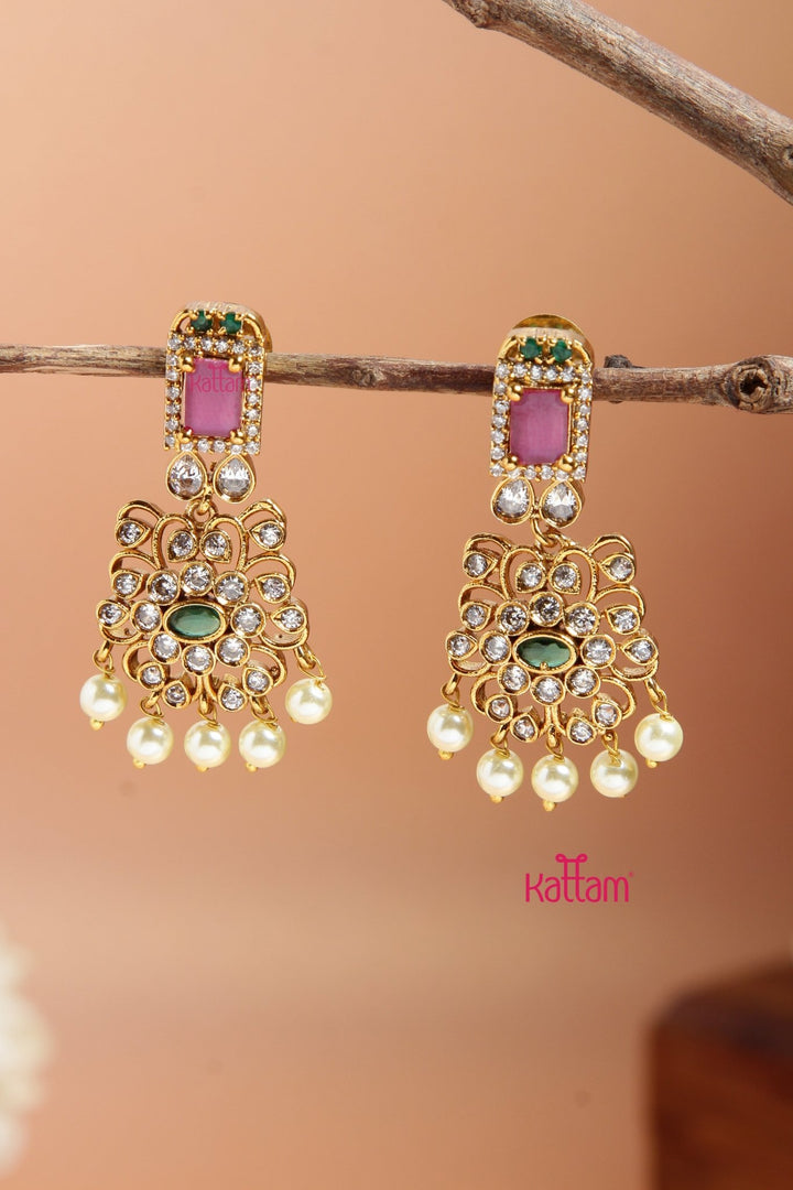Elegant Multistone Drop Earring - E926
