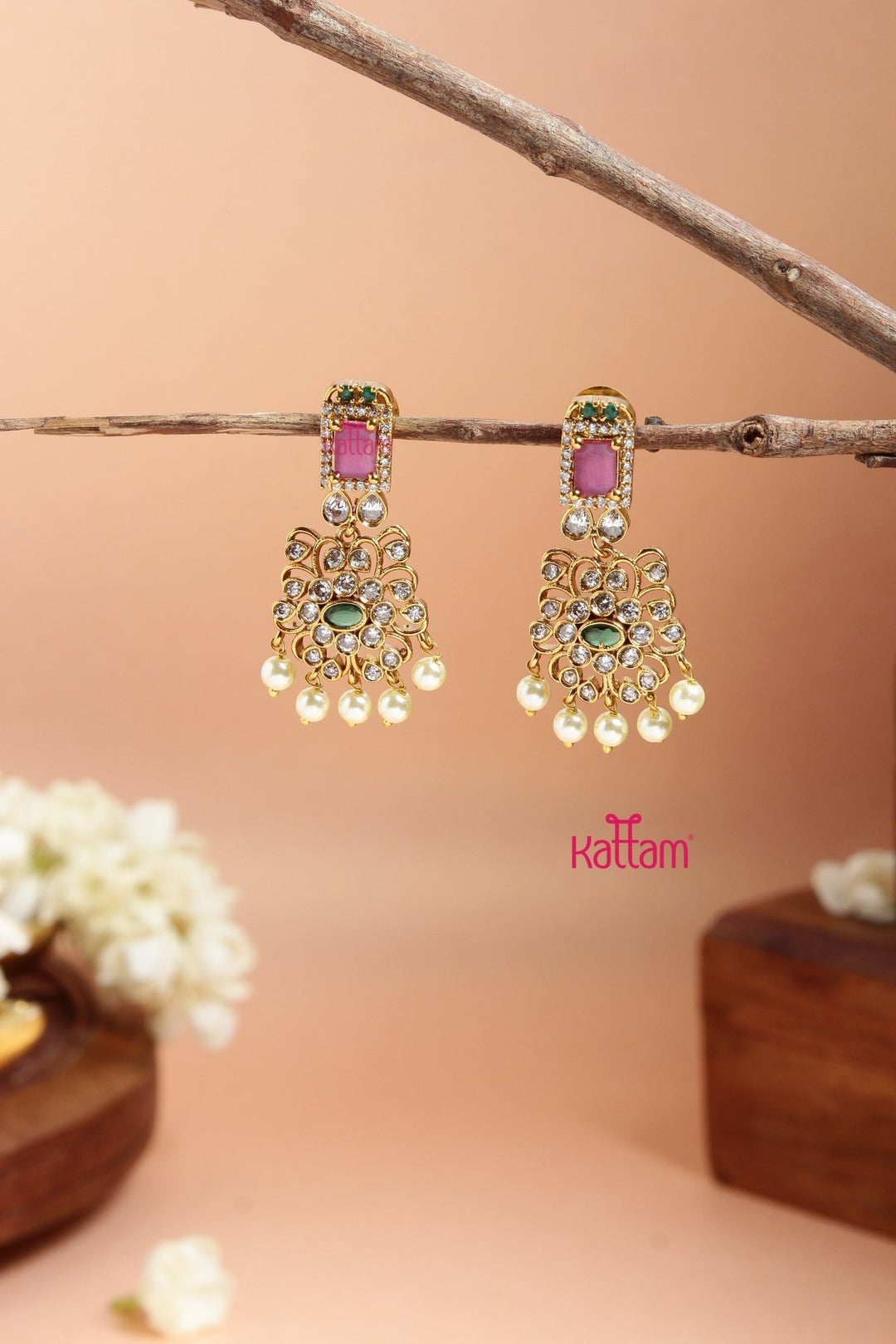 Elegant Multistone Drop Earring - E926