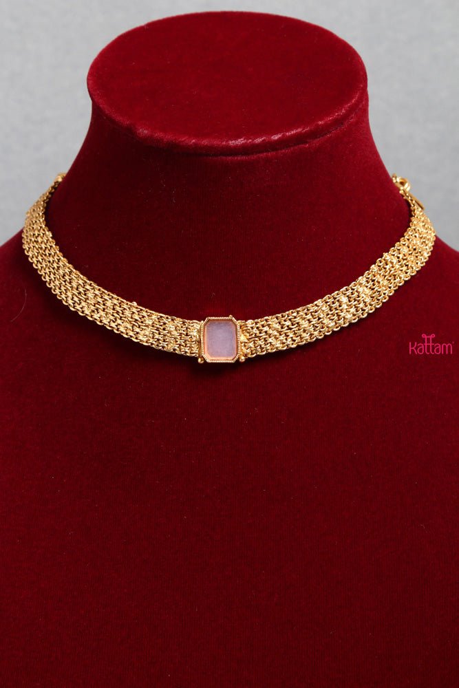 Elegant Pink Stone Choker - N1572