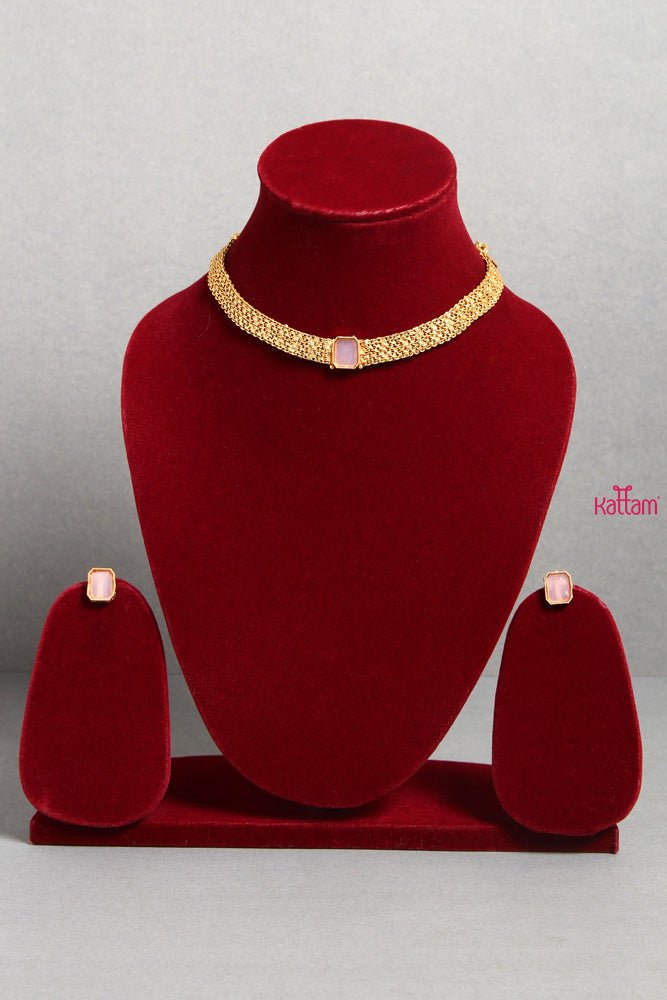 Elegant Pink Stone Choker - N1572