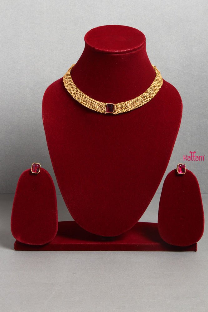 Elegant Ruby Stone Choker - N1438