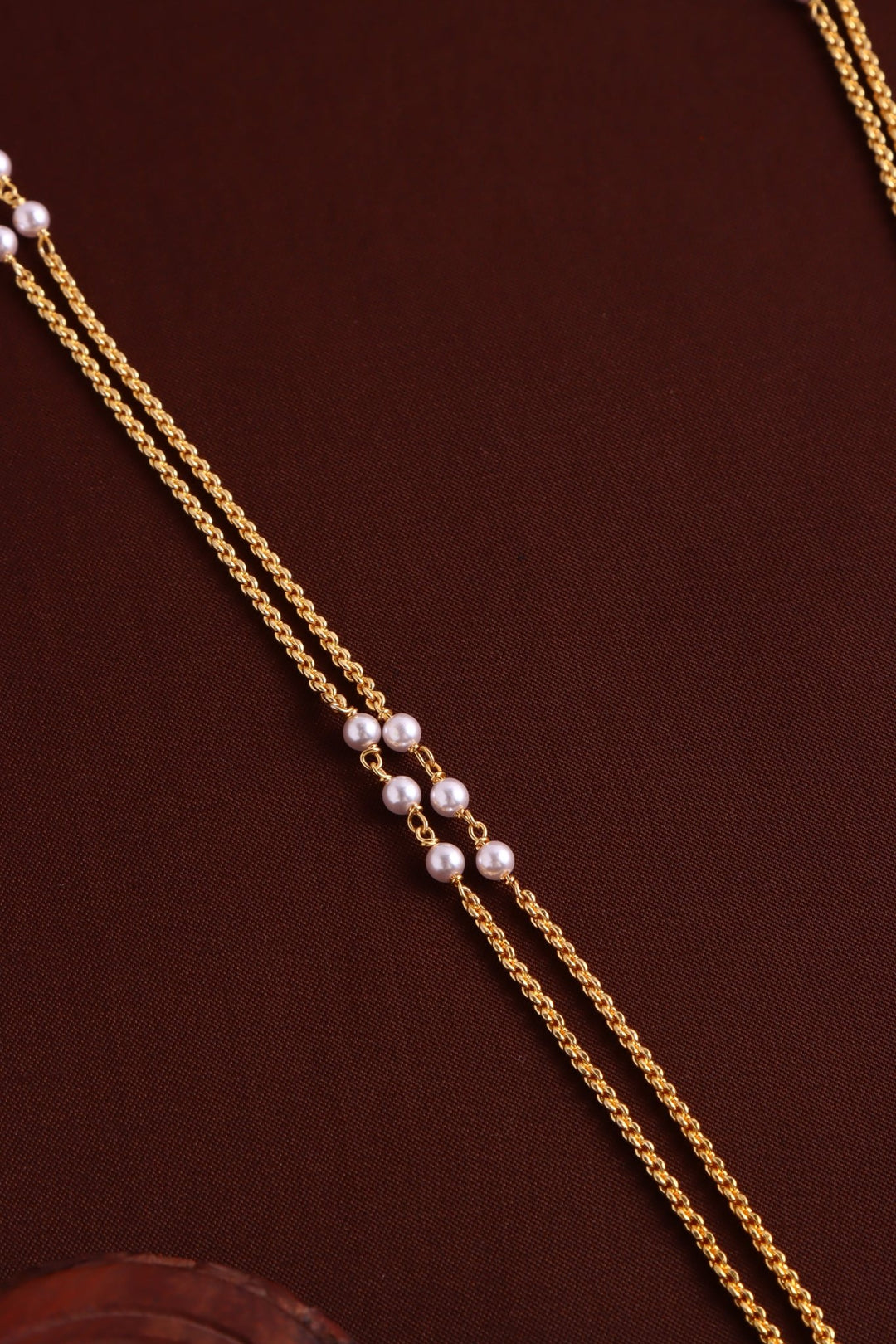 Elephant Lakshmi Gatti Dollar Pearl Chain -RubyWhite - N4054