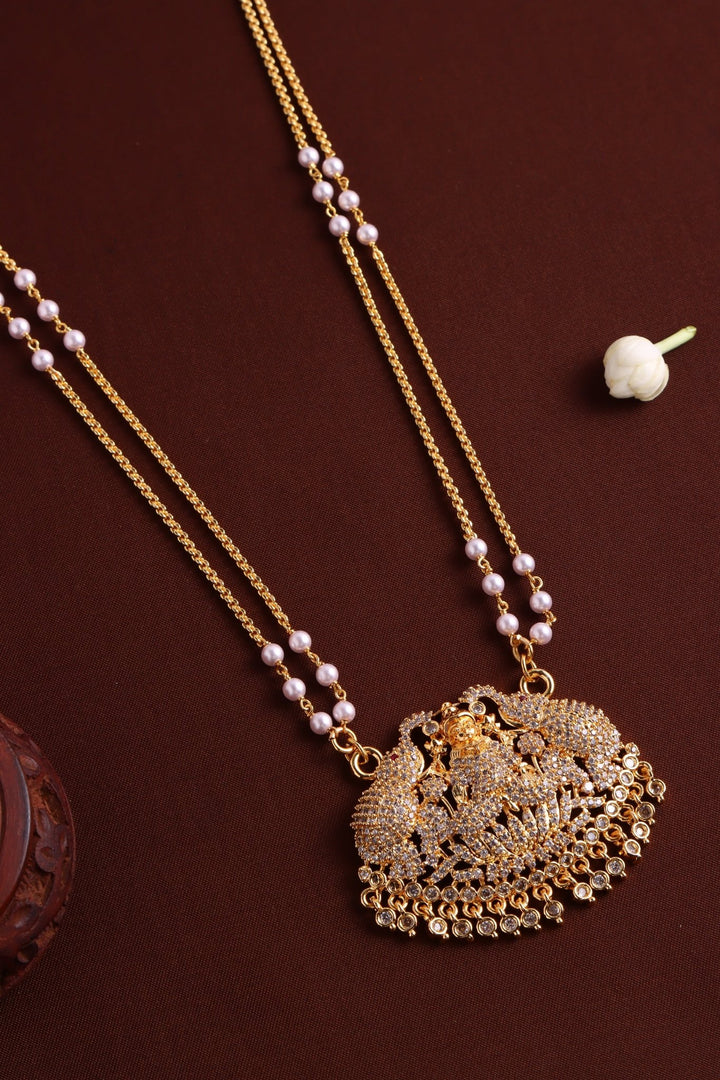 Elephant Lakshmi Gatti Dollar Pearl Chain - White - N4056