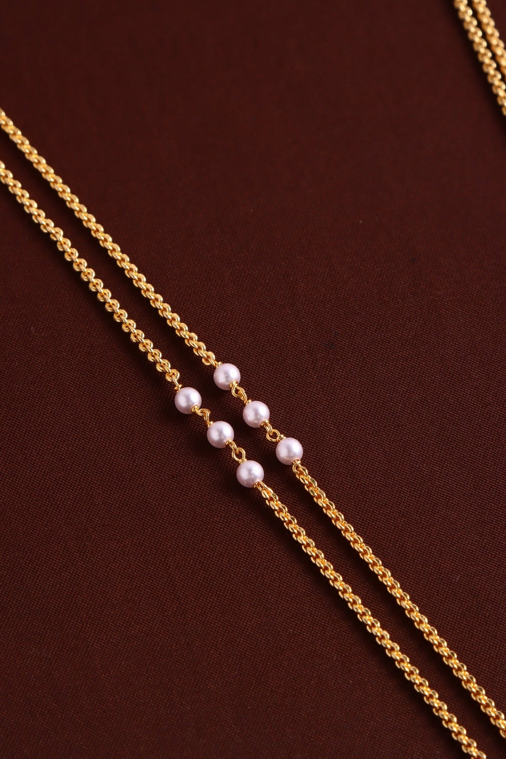 Elephant Lakshmi Gatti Dollar Pearl Chain - White - N4056