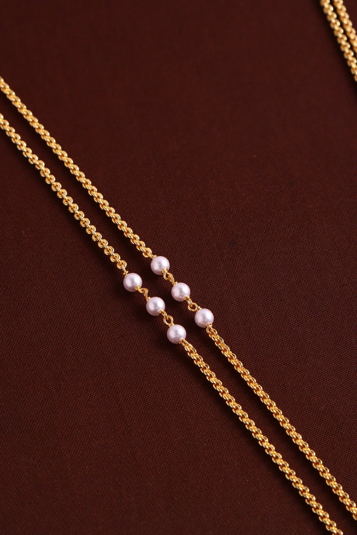 Elephant Lakshmi Gatti Dollar Pearl Chain - White - N4056