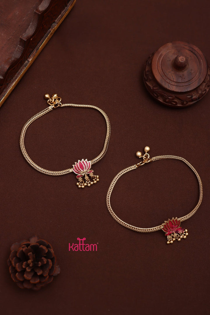 Enamel Lotus Anklet - A36