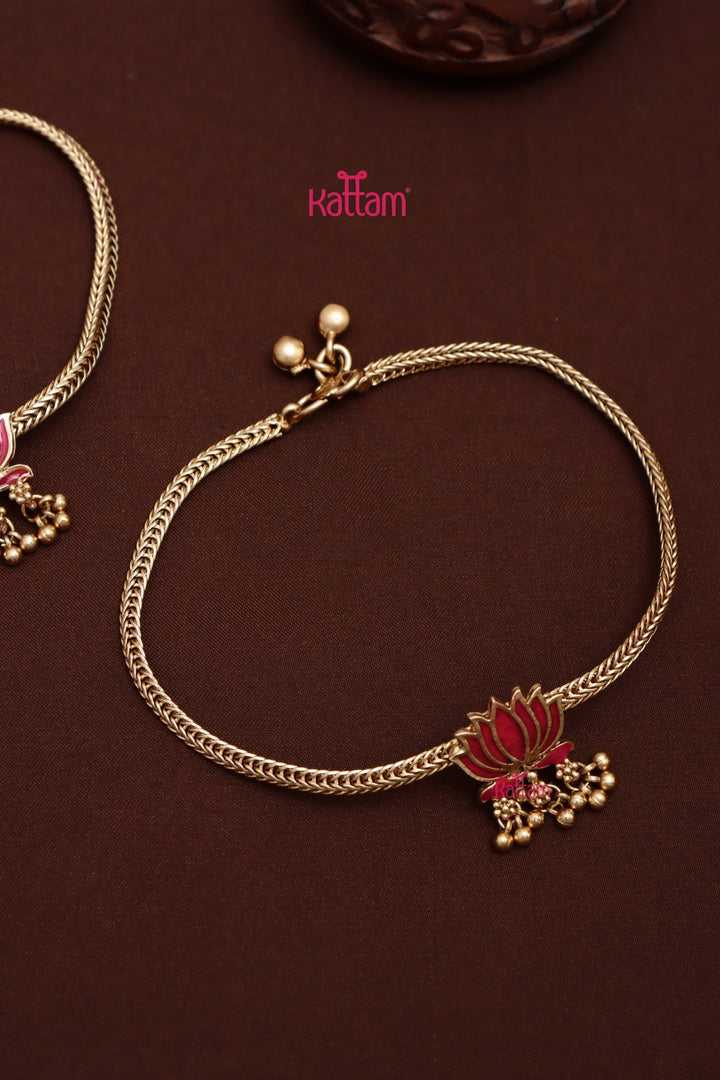 Enamel Lotus Anklet - A36