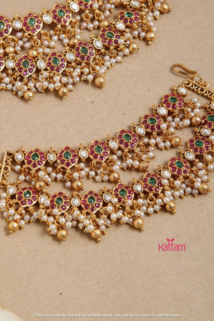 Ethnic Drop Pearl Earchain - EC041