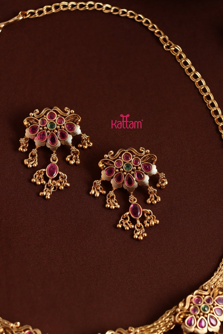 Ethnic Drop Stone Attigai Choker - N3785