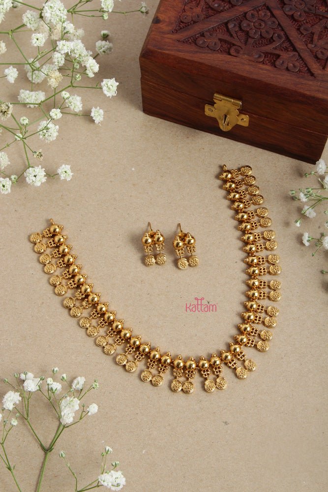 Ethnic Flower Coin Choker - N2676