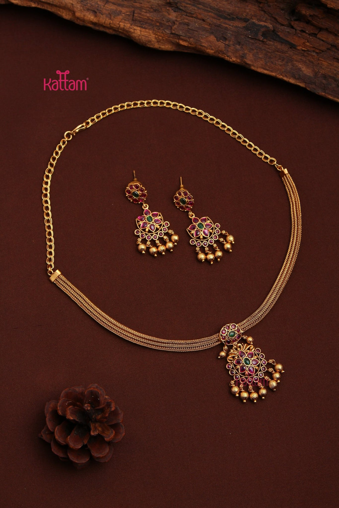 Ethnic Goldtone Attigai Choker - N3521