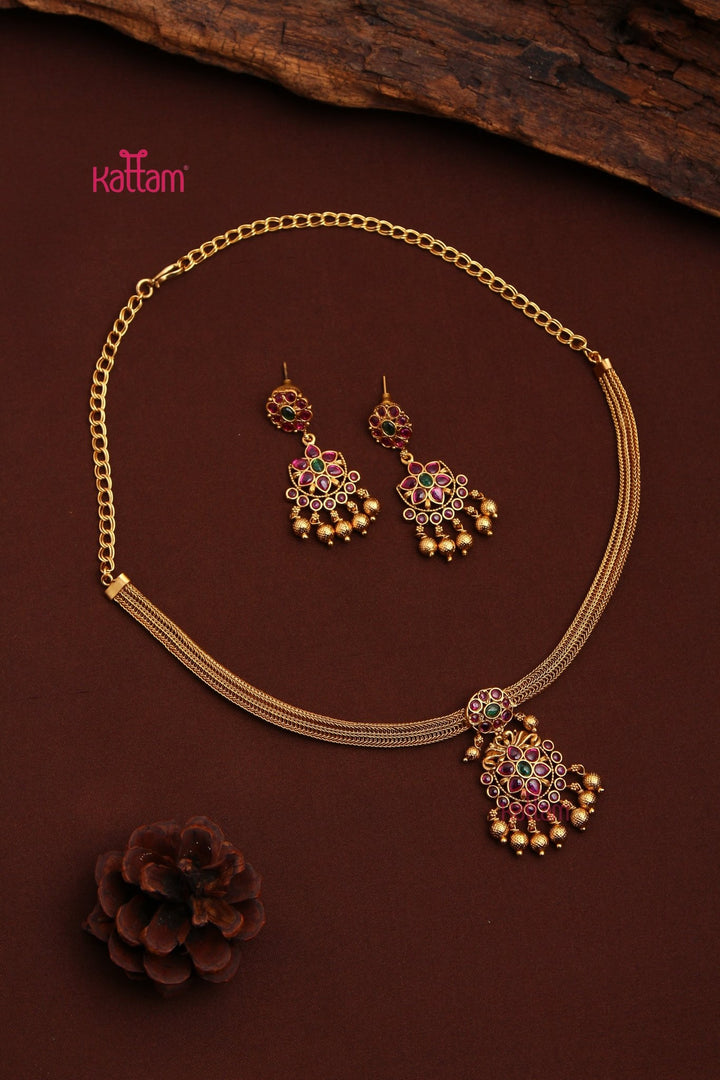 Ethnic Goldtone Attigai Choker - N3521