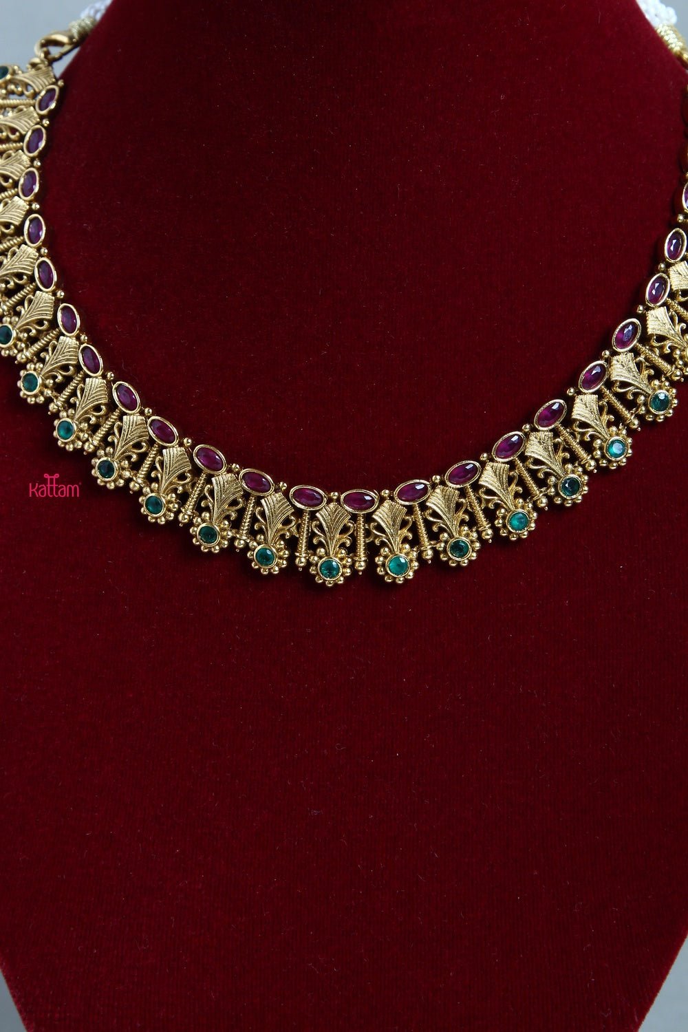 Ethnic Green Ruby Choker Necklace - N1208