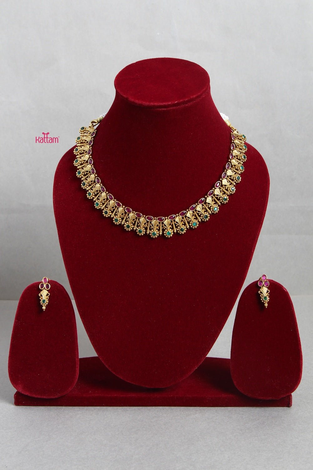 Ethnic Green Ruby Choker Necklace - N1208