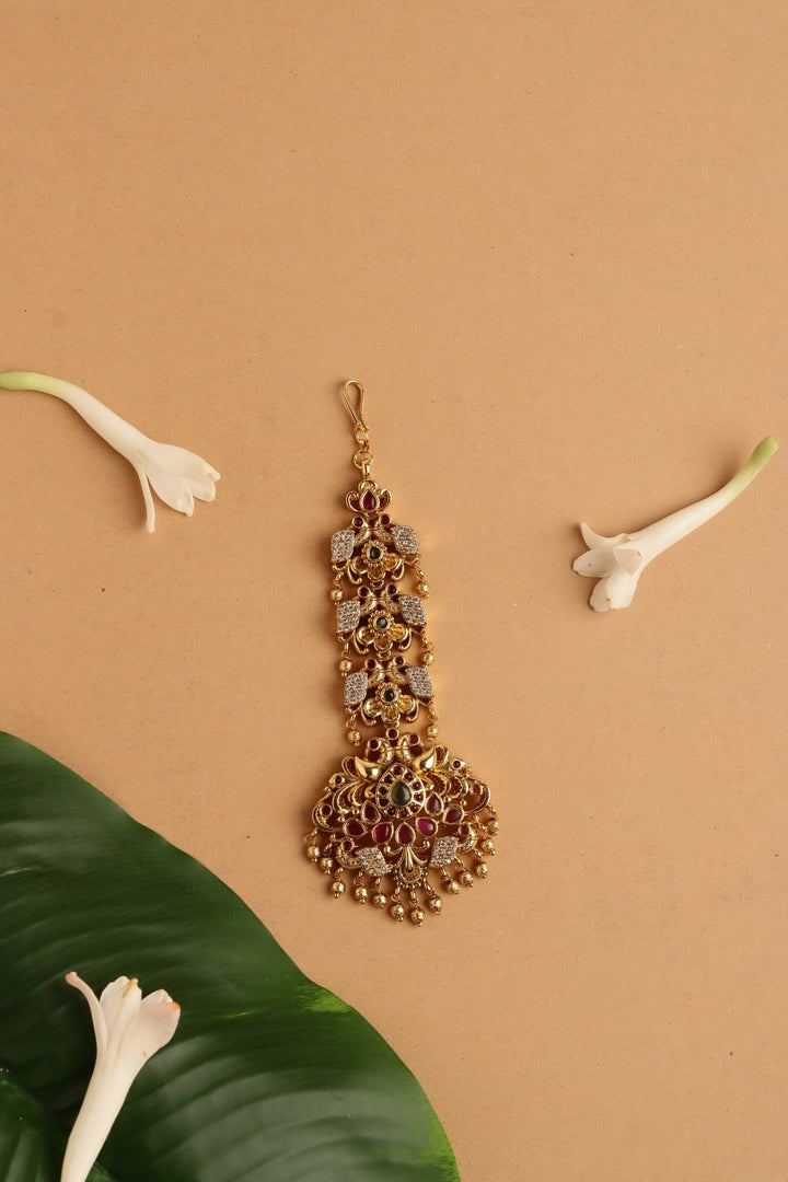 Ethnic Layer Peacock Stone Maangtikka - MT203