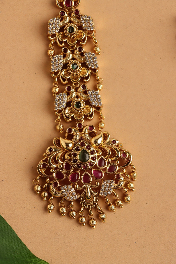 Ethnic Layer Peacock Stone Maangtikka - MT203