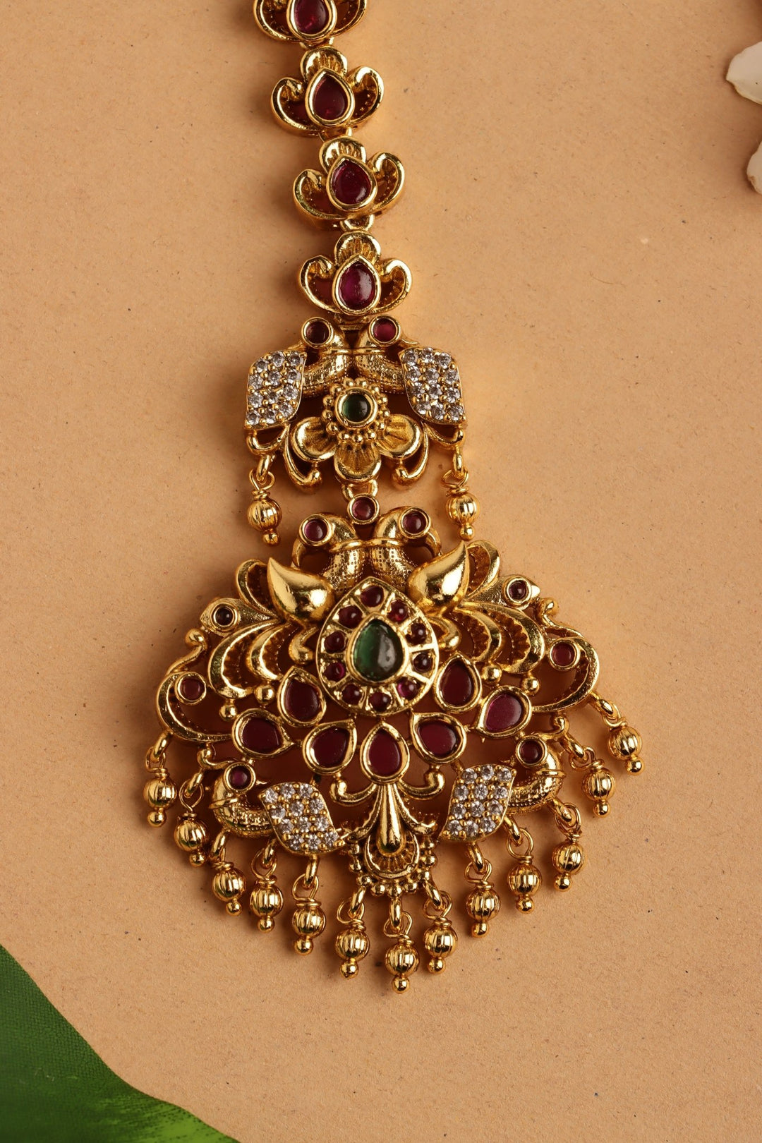 Ethnic Peacock Stone Maangtikka - MT202