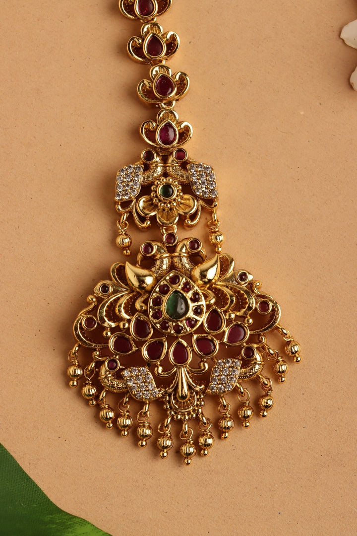 Ethnic Peacock Stone Maangtikka - MT202