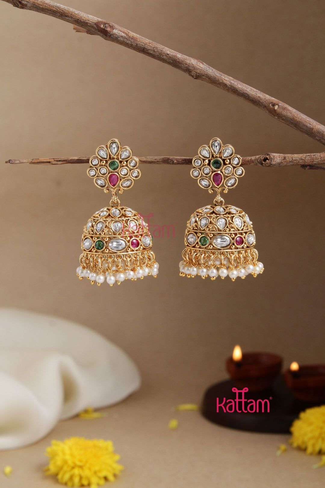 Ethnic Pearl Jhumka - E889