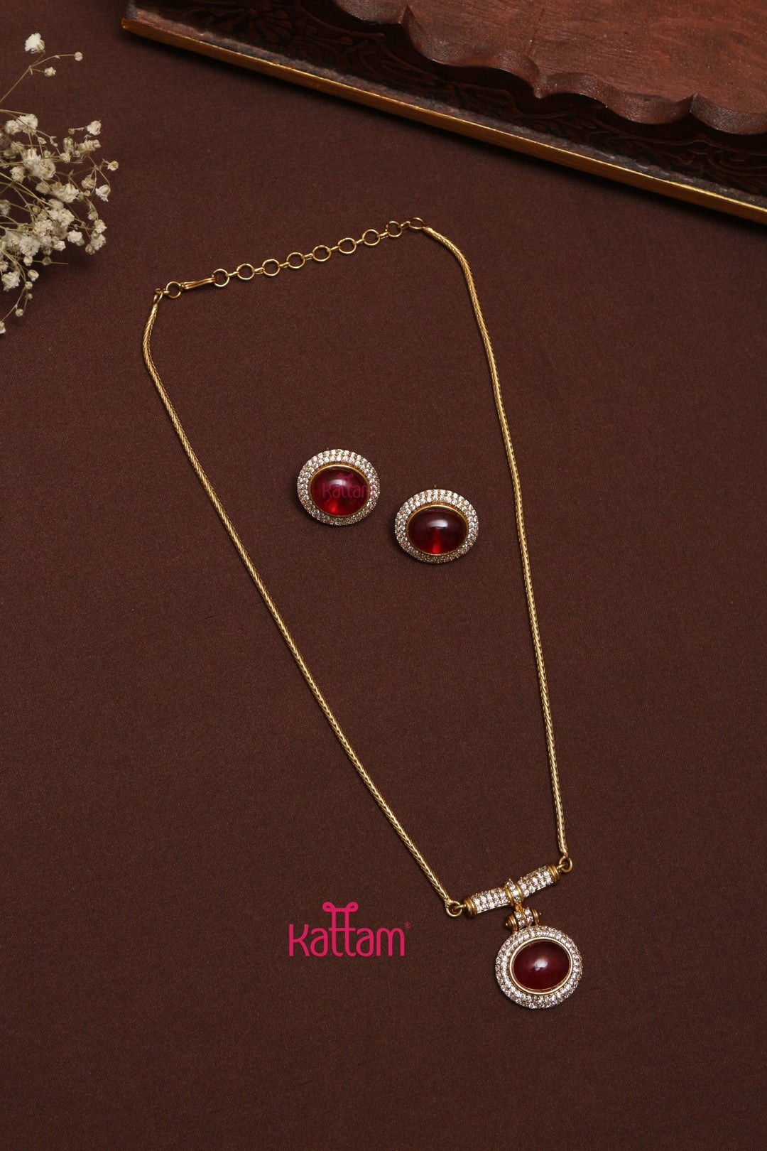 Evangeline Ruby Pendant Chain Set - Main Image