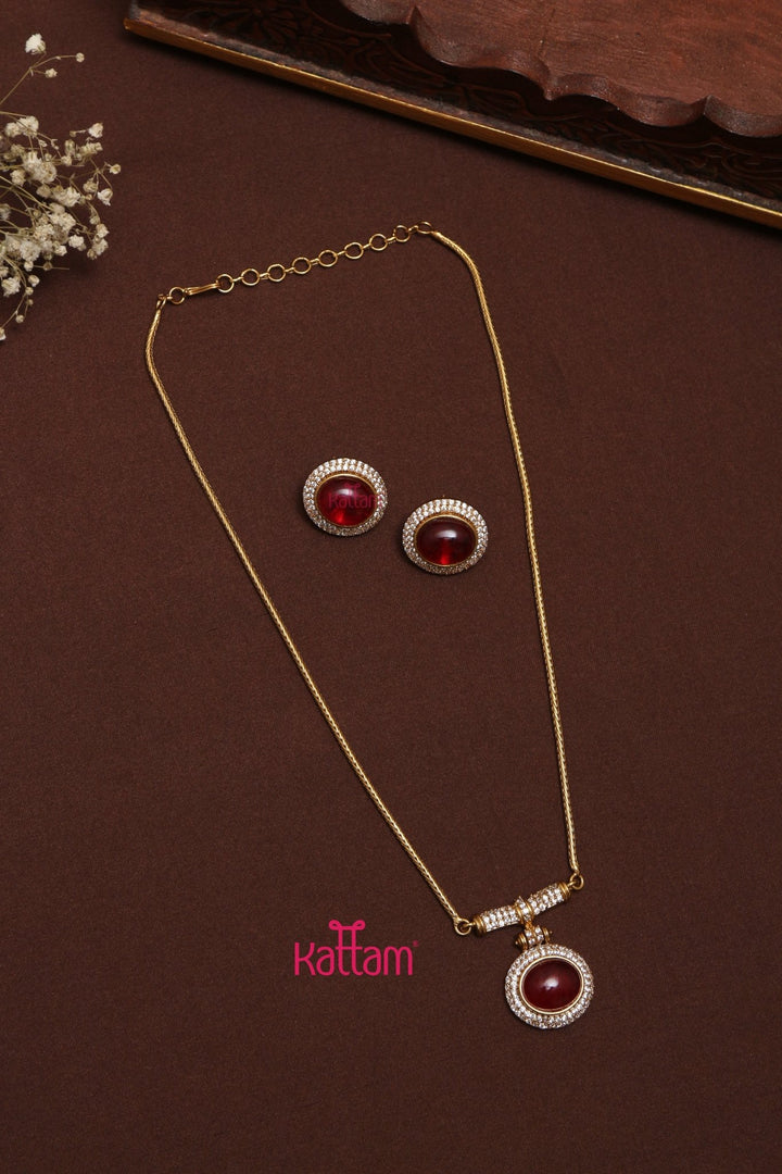 Evangeline - Ruby Pendant Chain Set - N3540