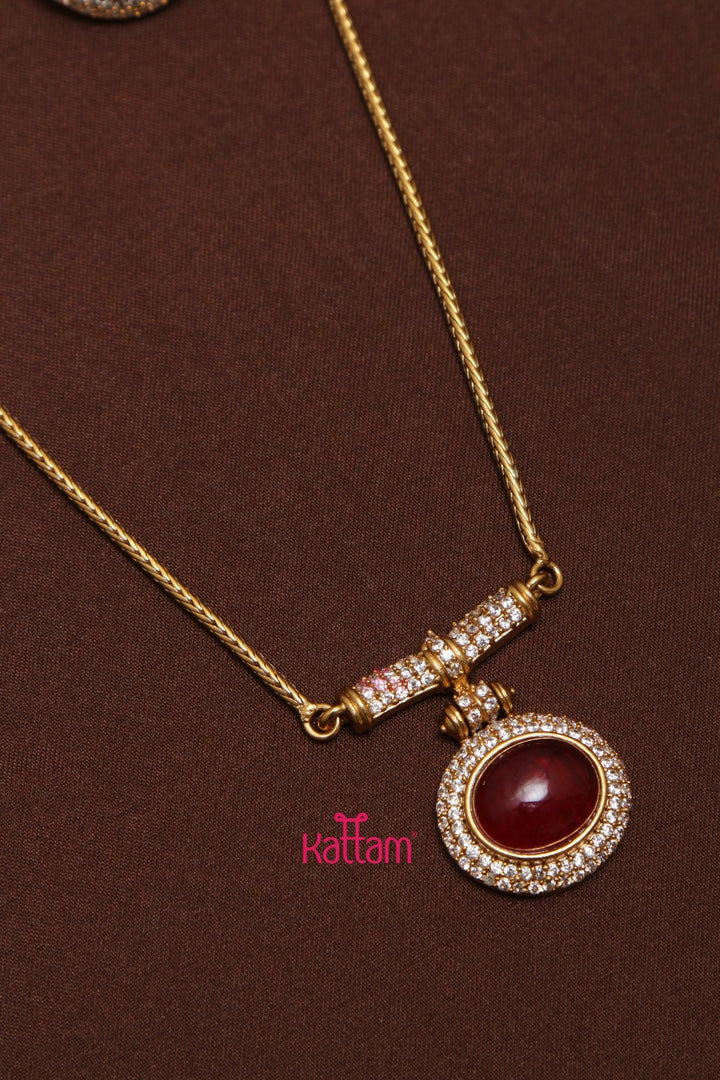 Evangeline - Ruby Pendant Chain Set - N3540