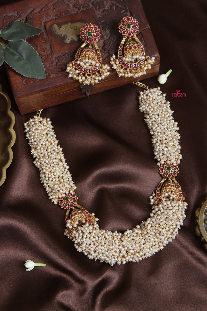 Exquisite Cluster Pearl Jhumka Necklace - N1164