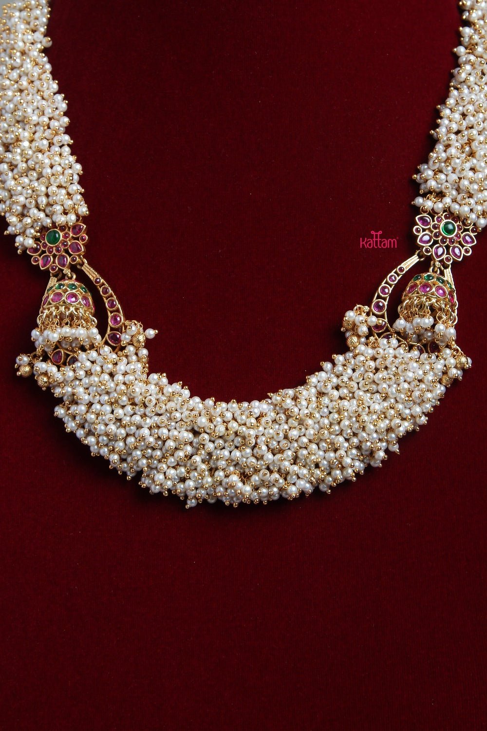 Exquisite Cluster Pearl Jhumka Necklace - N1164