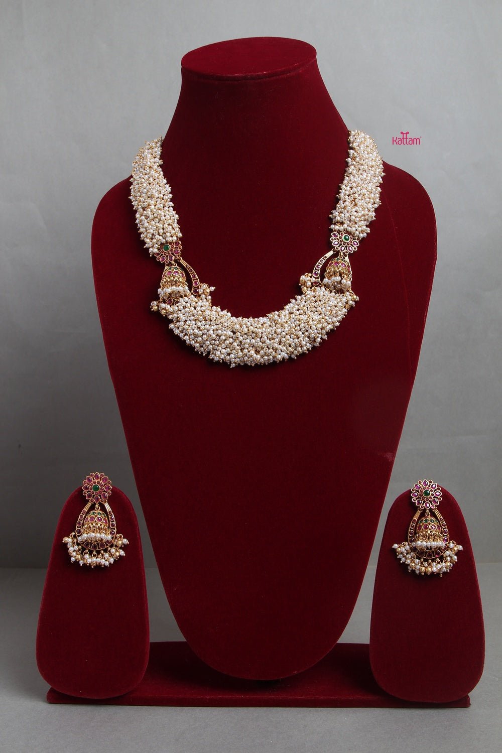 Exquisite Cluster Pearl Jhumka Necklace - N1164