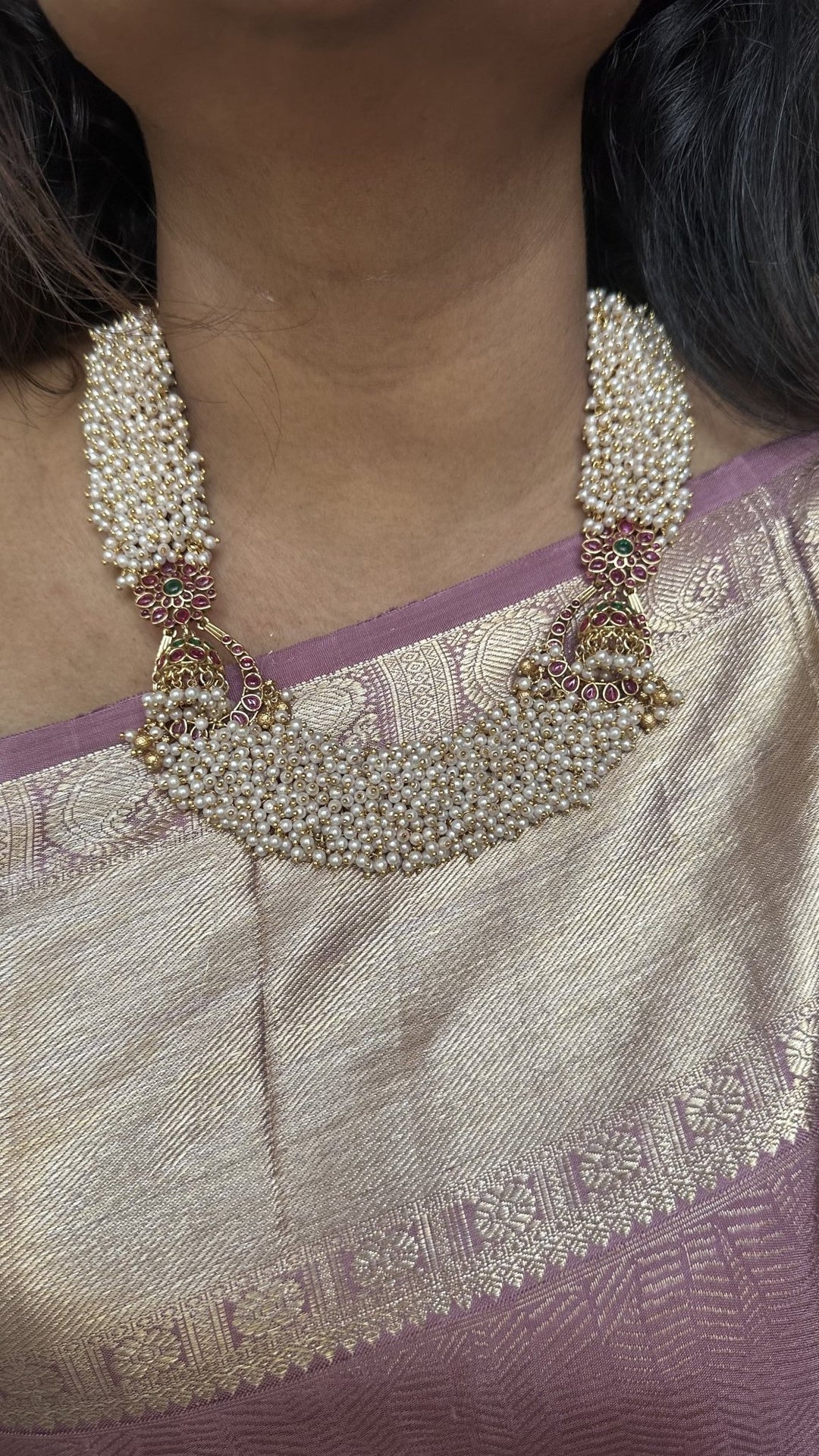 Exquisite Cluster Pearl Jhumka Necklace - N1164