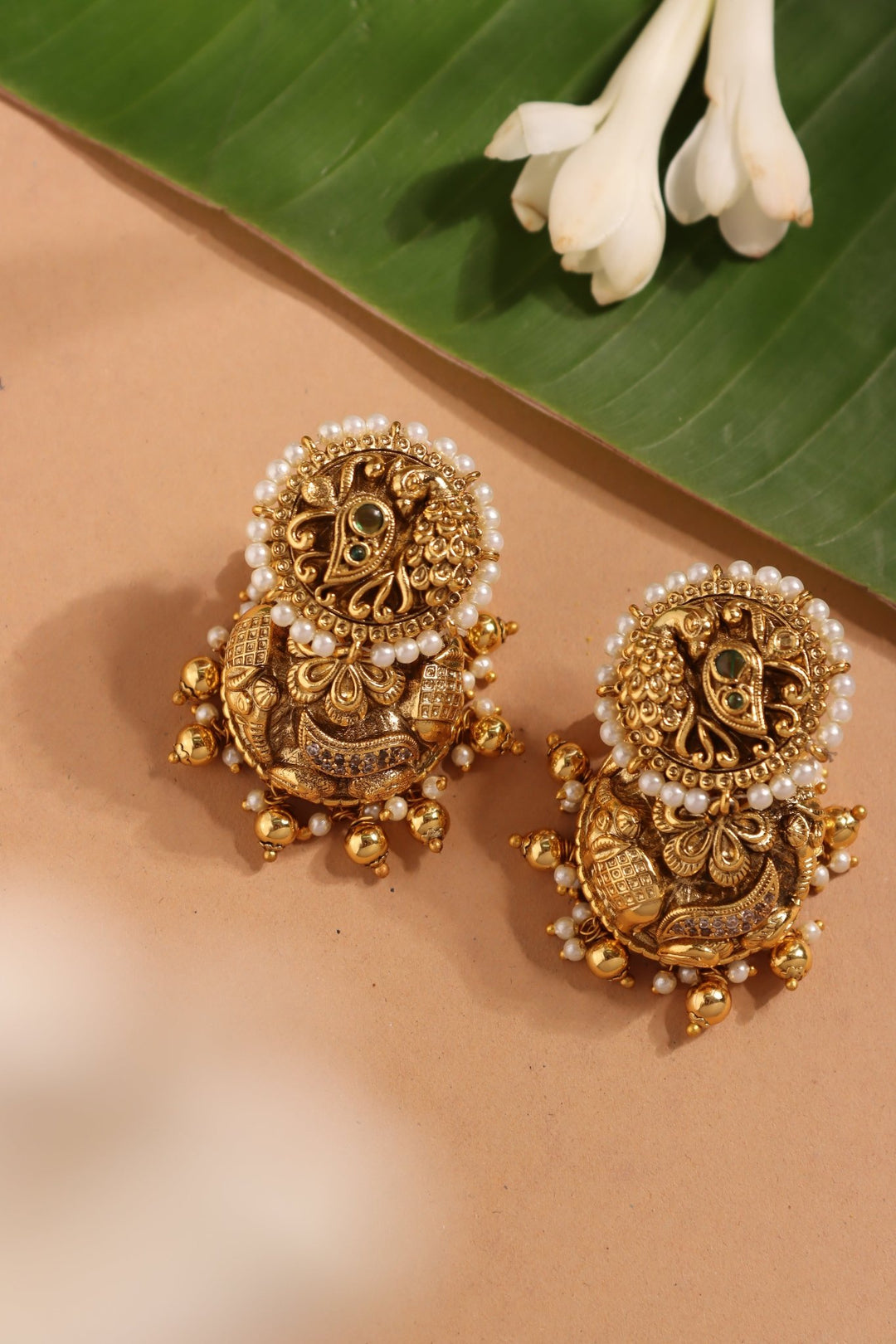 Exquisite Peacock Pearl Jhumka - E1429