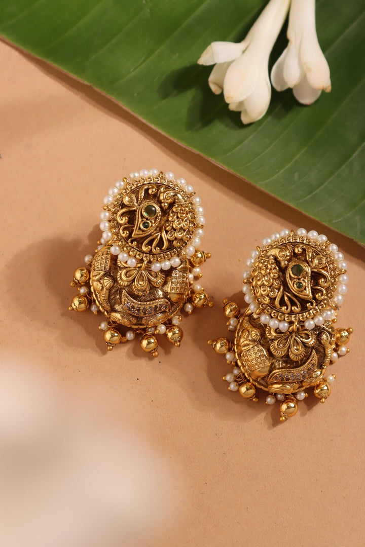 Exquisite Peacock Pearl Jhumka - E1429
