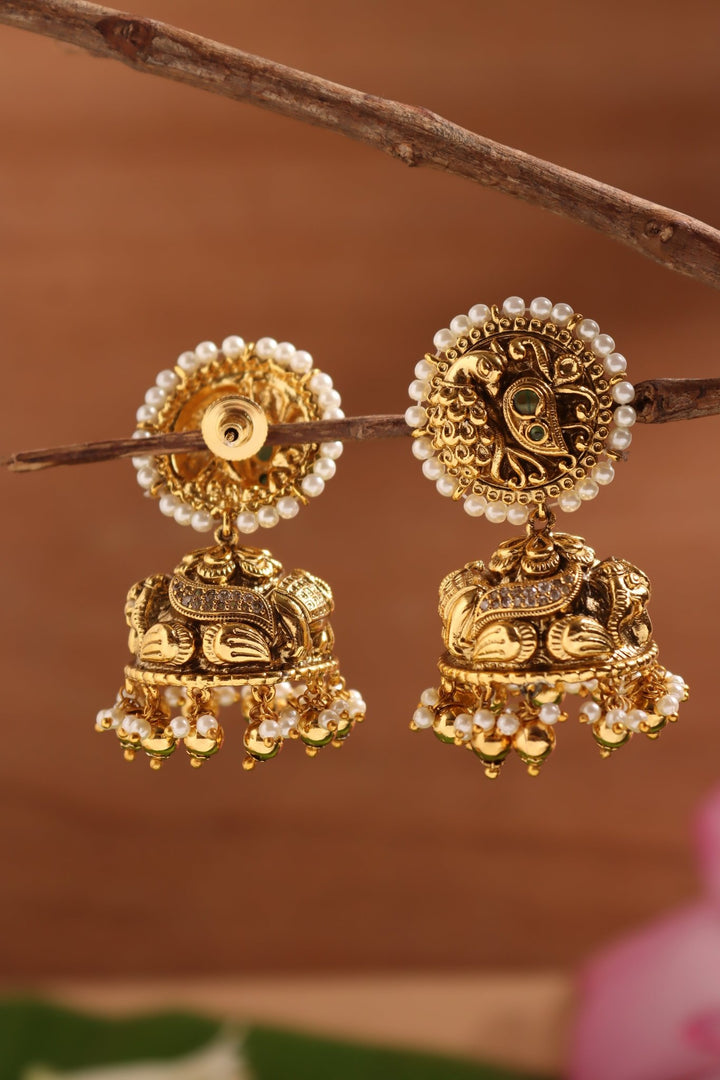 Exquisite Peacock Pearl Jhumka - E1429