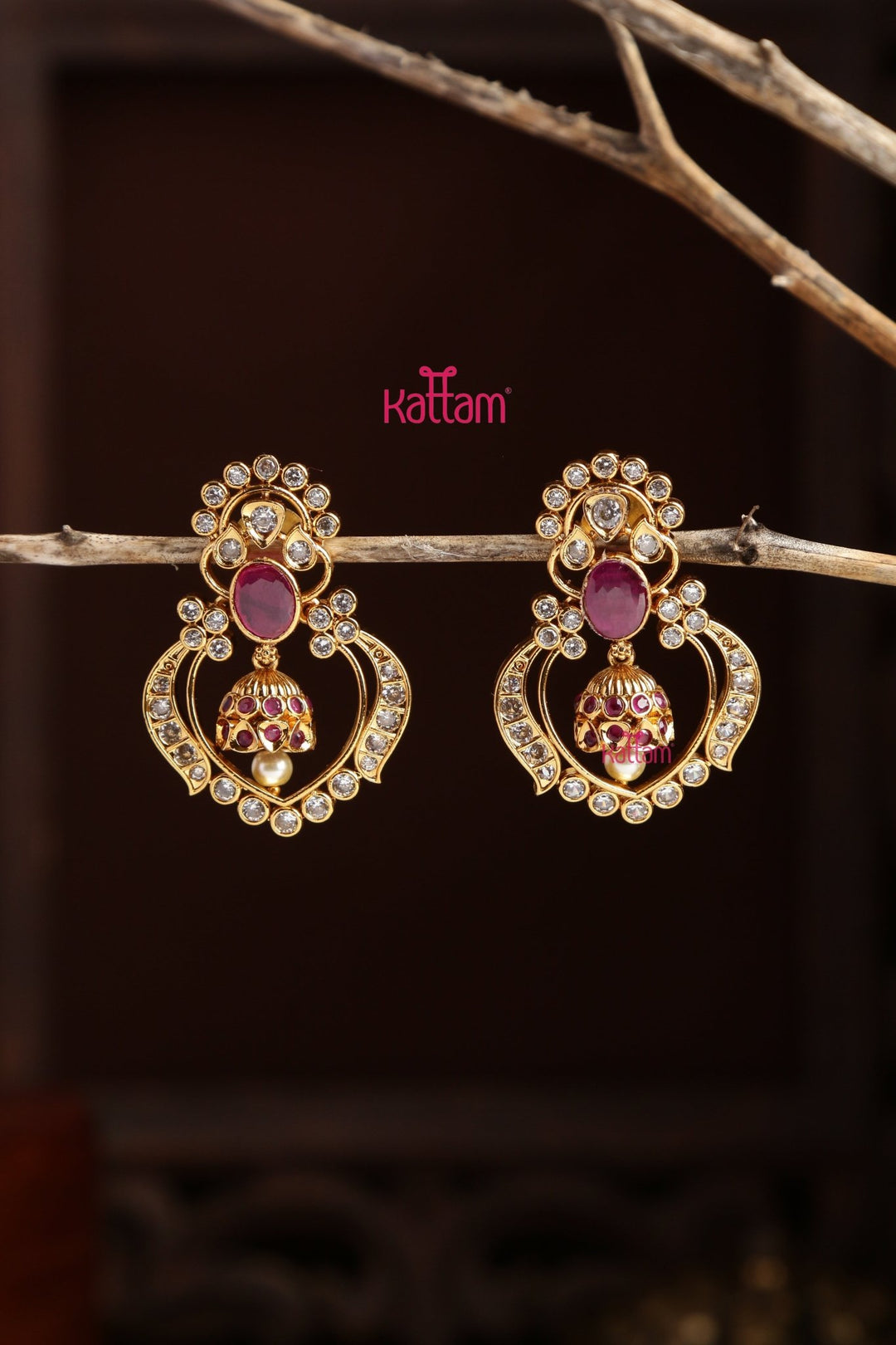 Eyal - RubyStone Jhumka Drop Earring - E1298