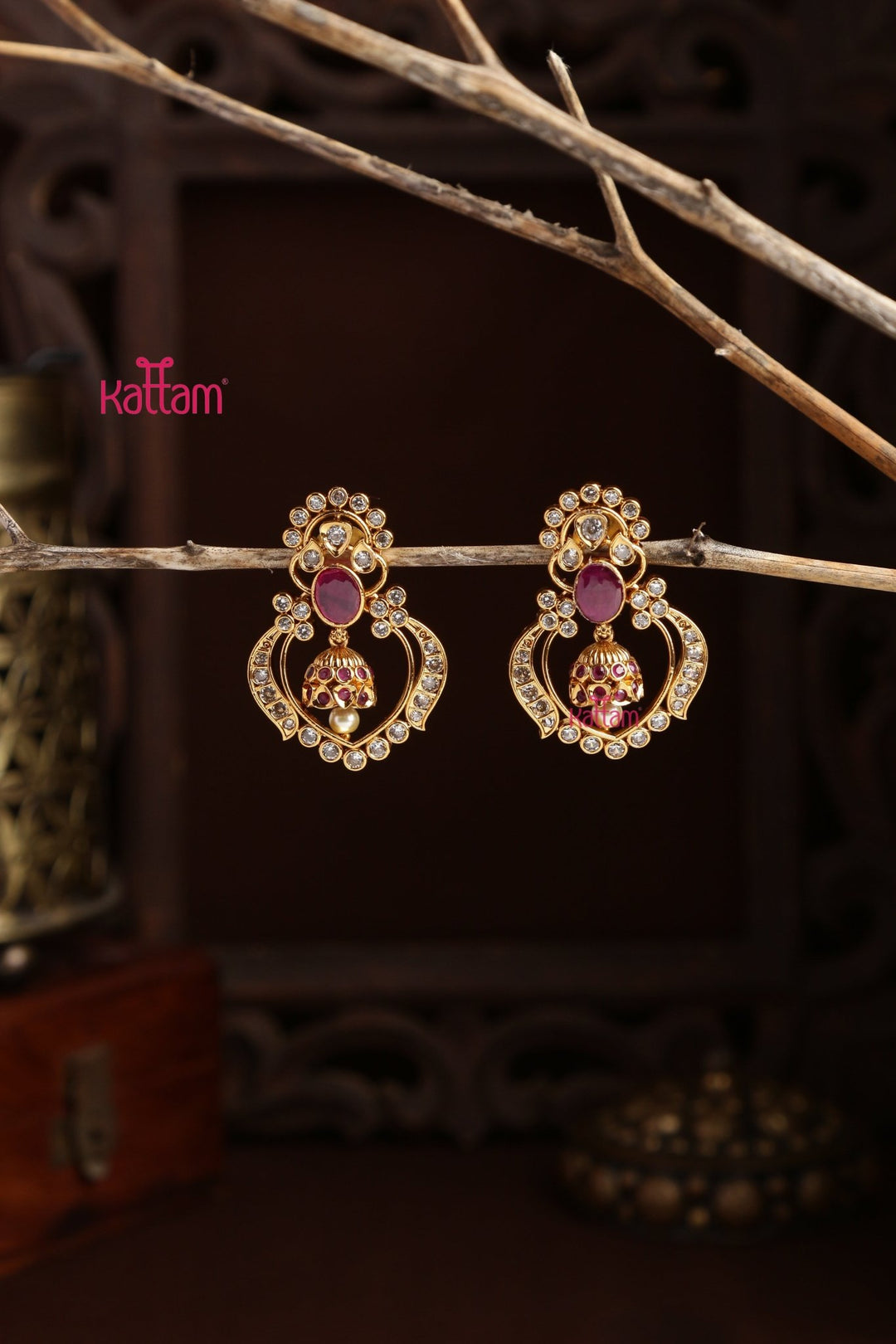 Eyal - RubyStone Jhumka Drop Earring - E1298