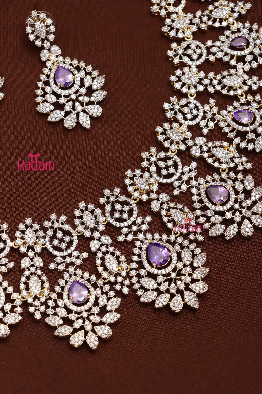Faiza - AD Semi Bridal Purple Choker Set - N5316