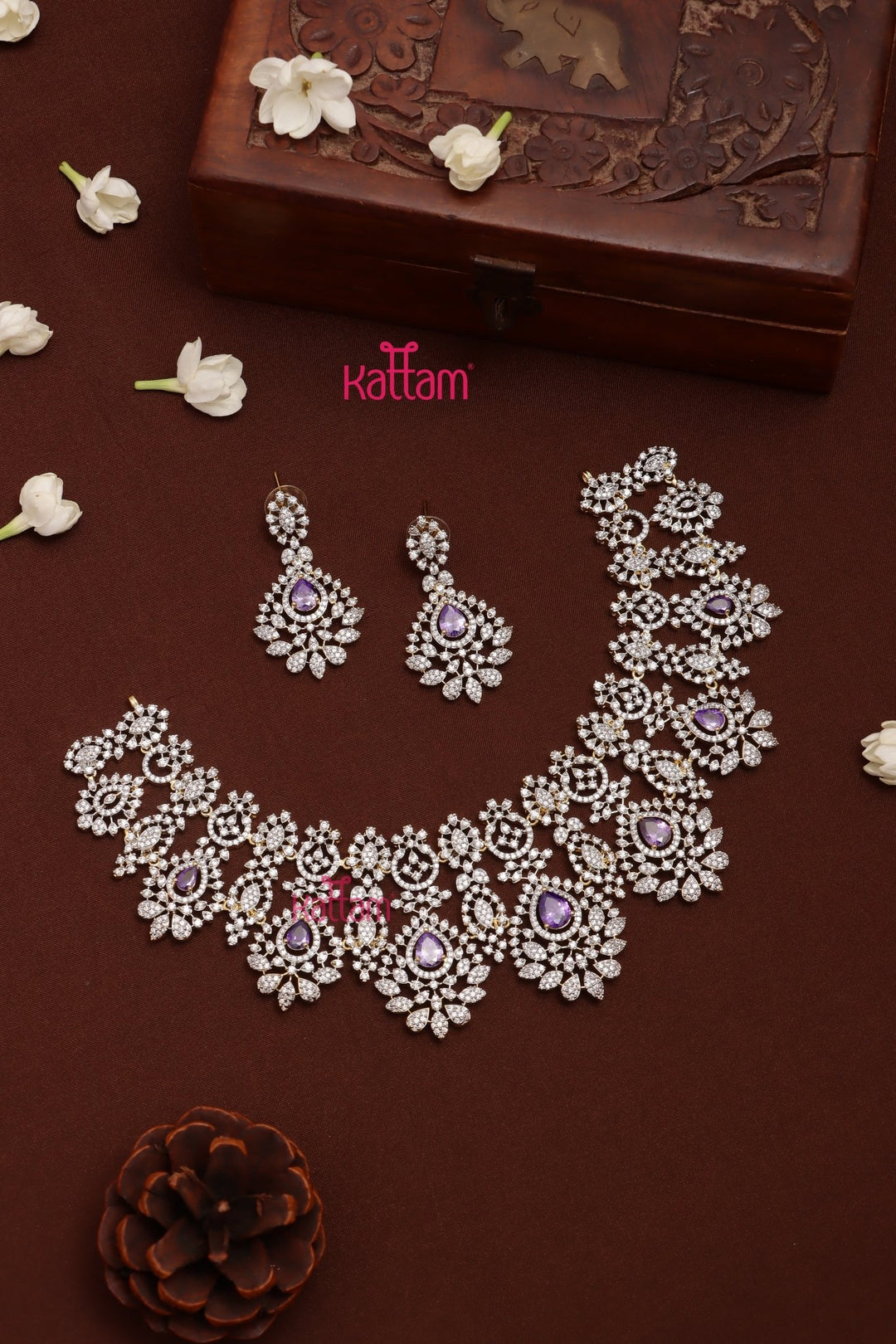 Faiza - AD Semi Bridal Purple Choker Set - N5316