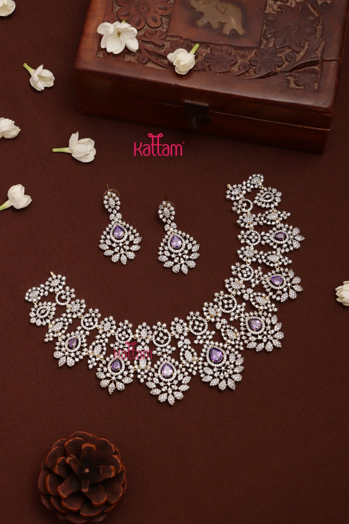 Faiza - AD Semi Bridal Purple Choker Set - N5316