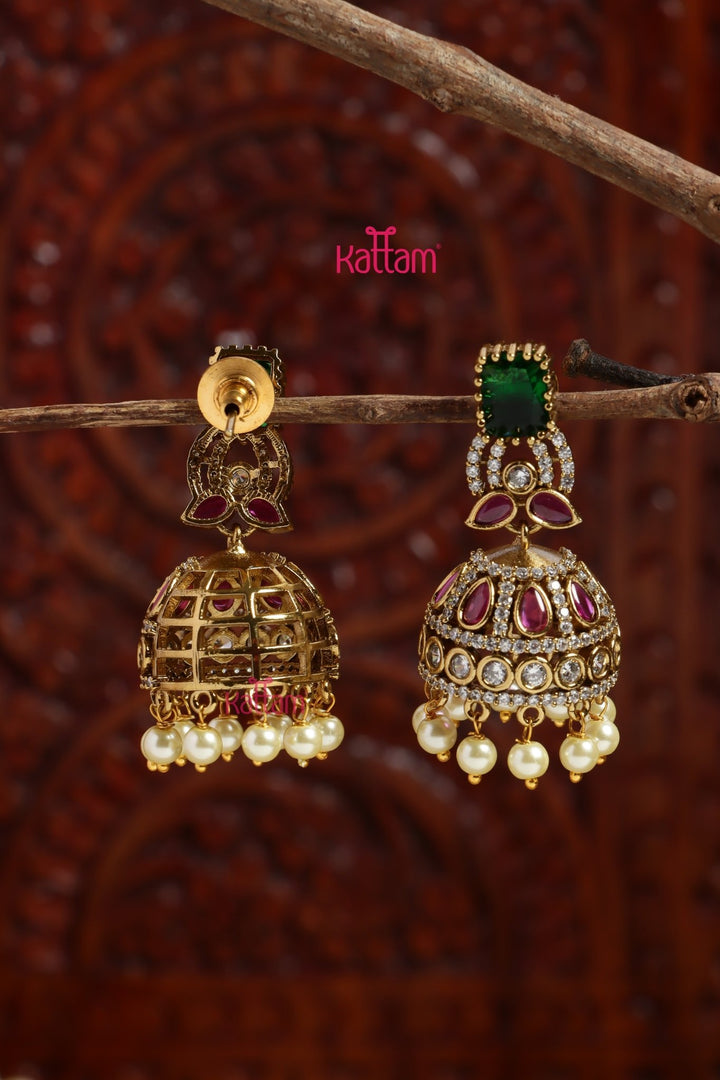 Faritha - AD Multi Stone Jhumka - E1199