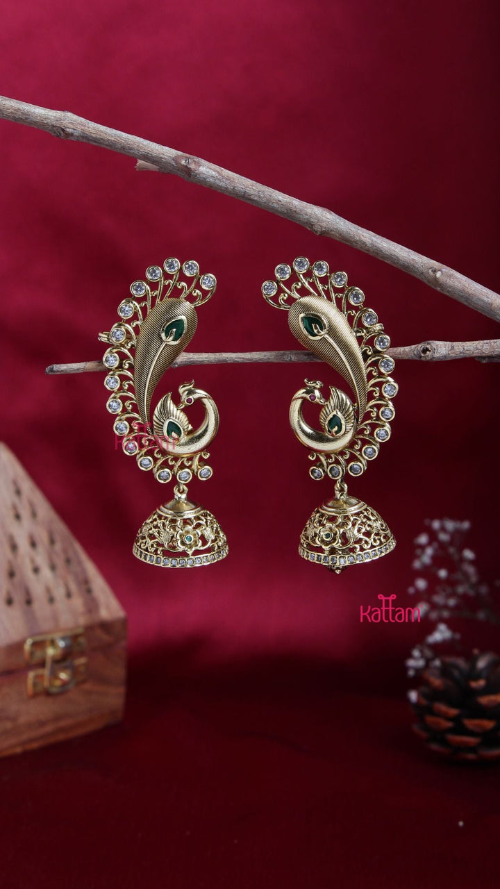 Feather Peacock Jhumka - E863