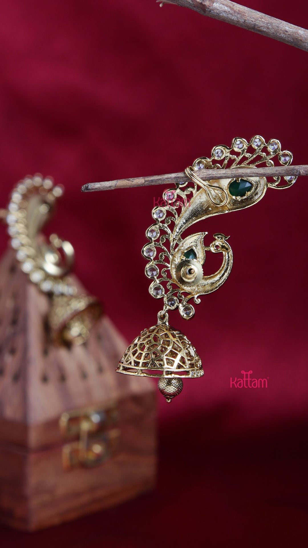 Feather Peacock Jhumka - E863