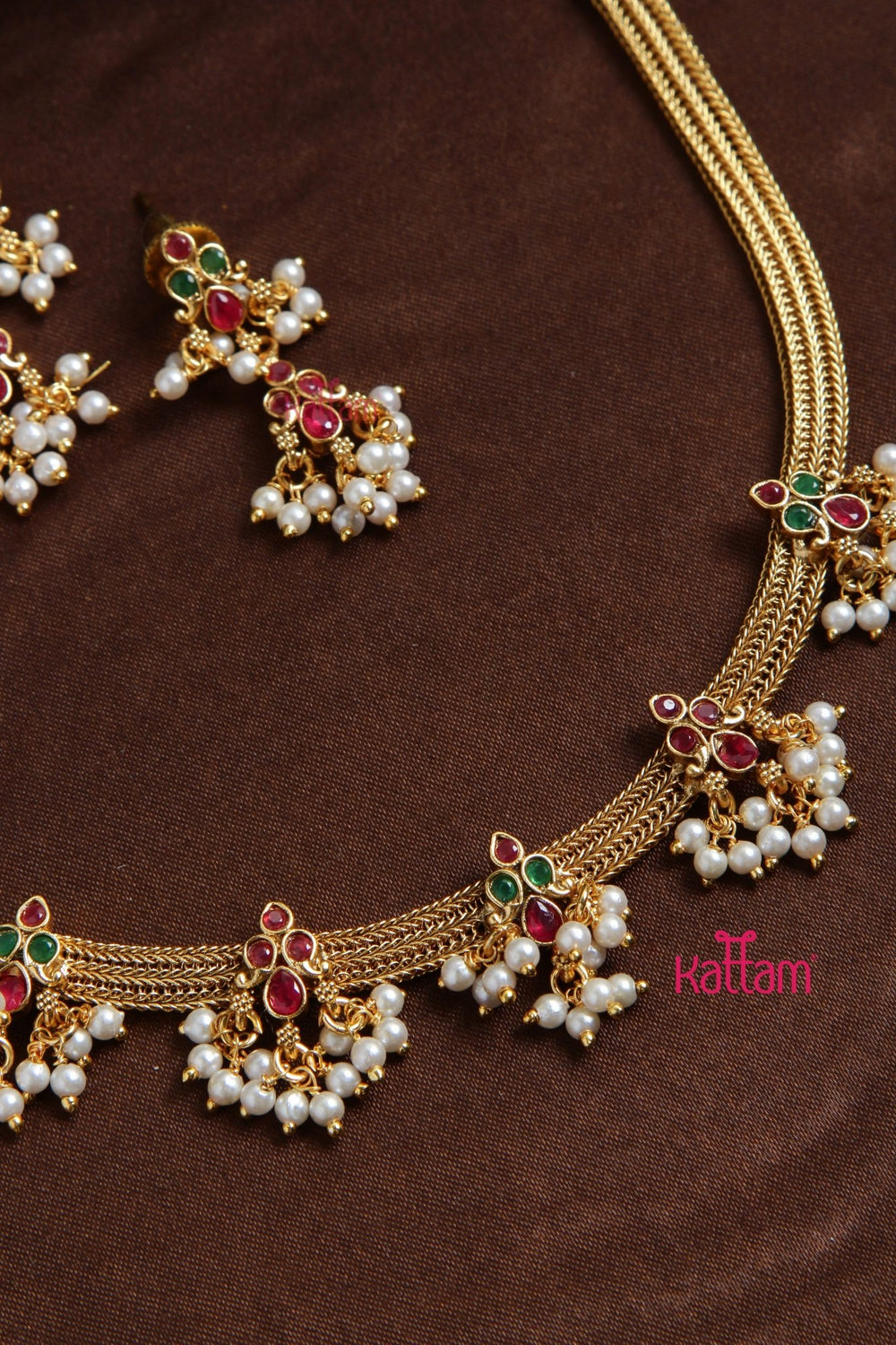 Five Peacock Attigai Choker - N3162