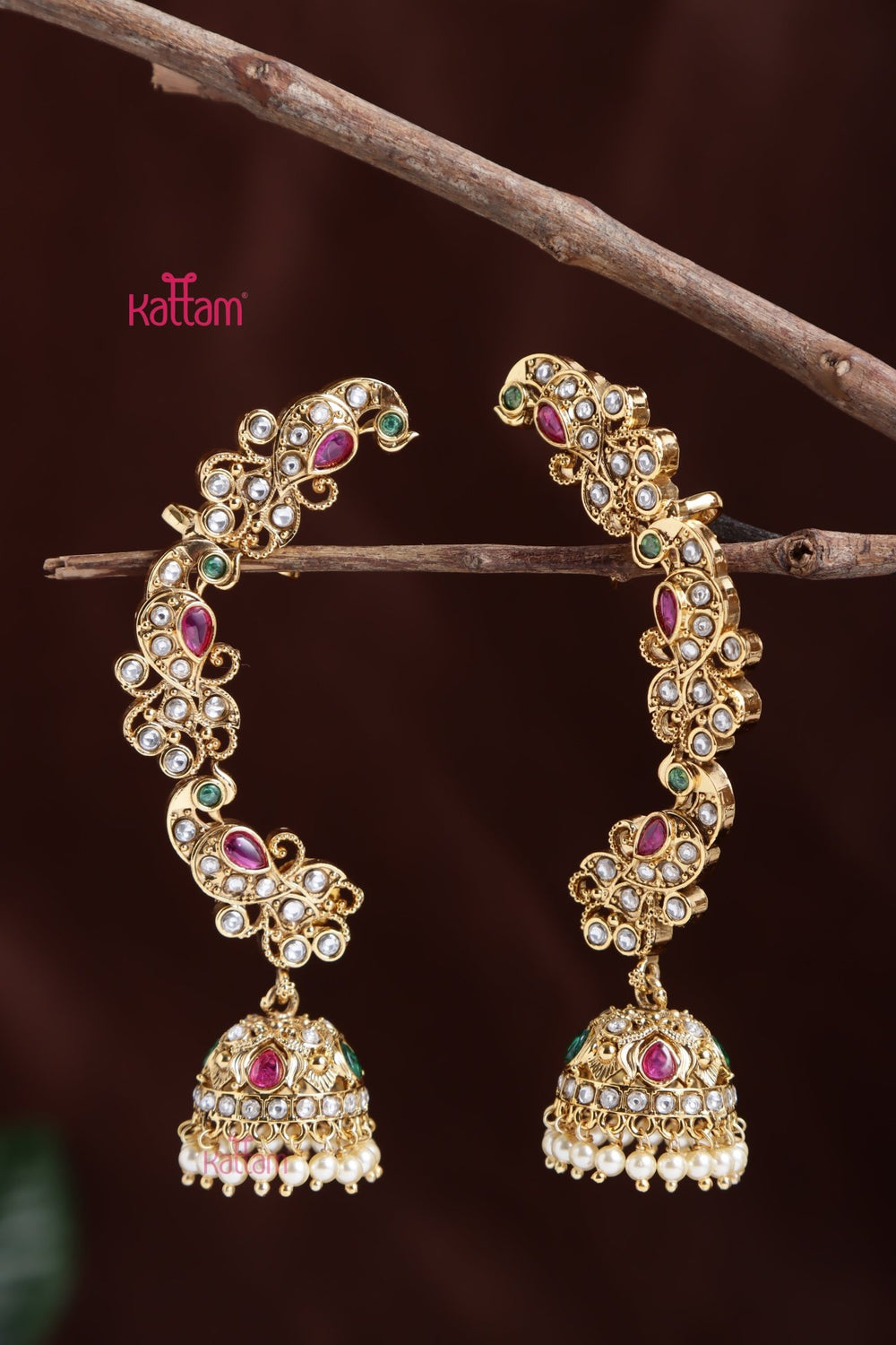 Floral Peacock Earcuff Jhumka - E1038