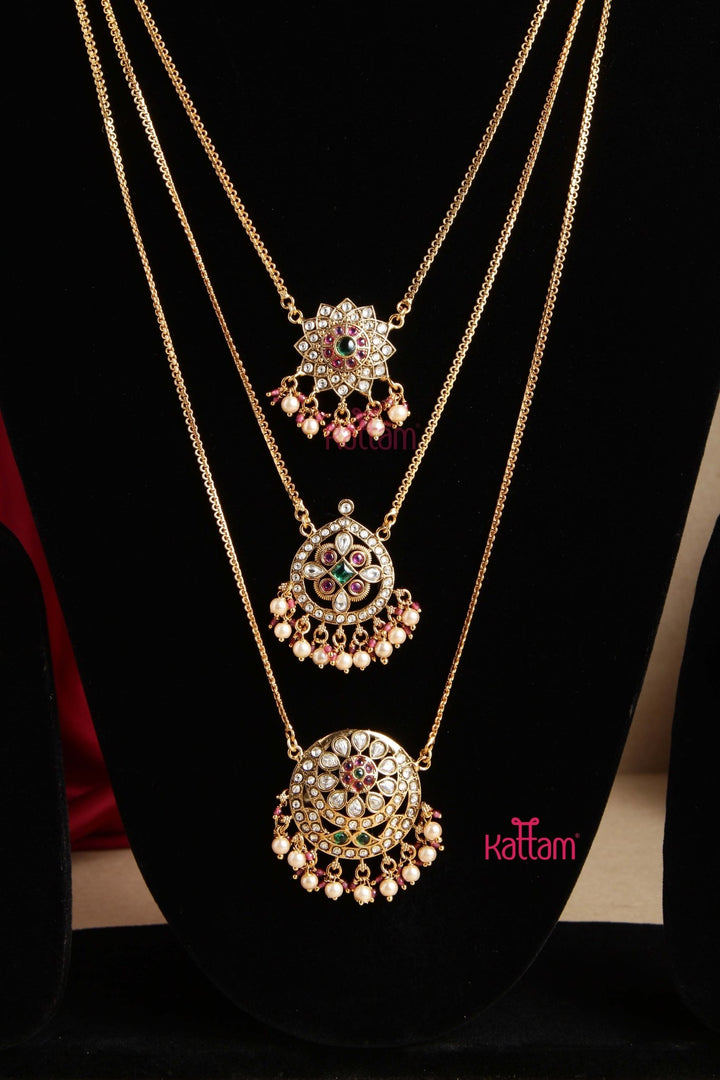 Flower Chandbali Three Layered Chain - N2798