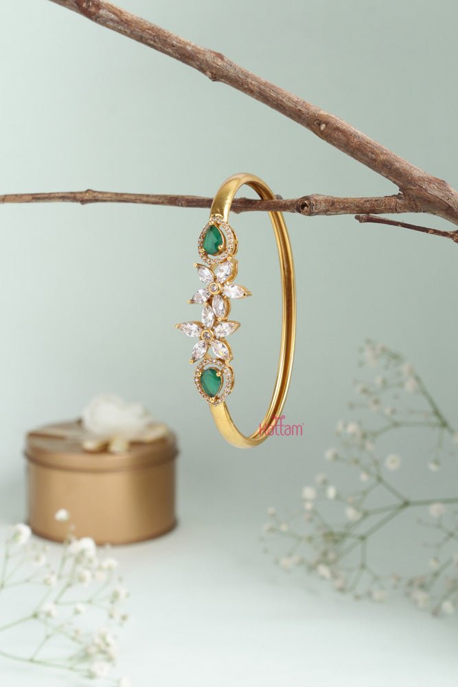 Flower Green Stone Kada - B466