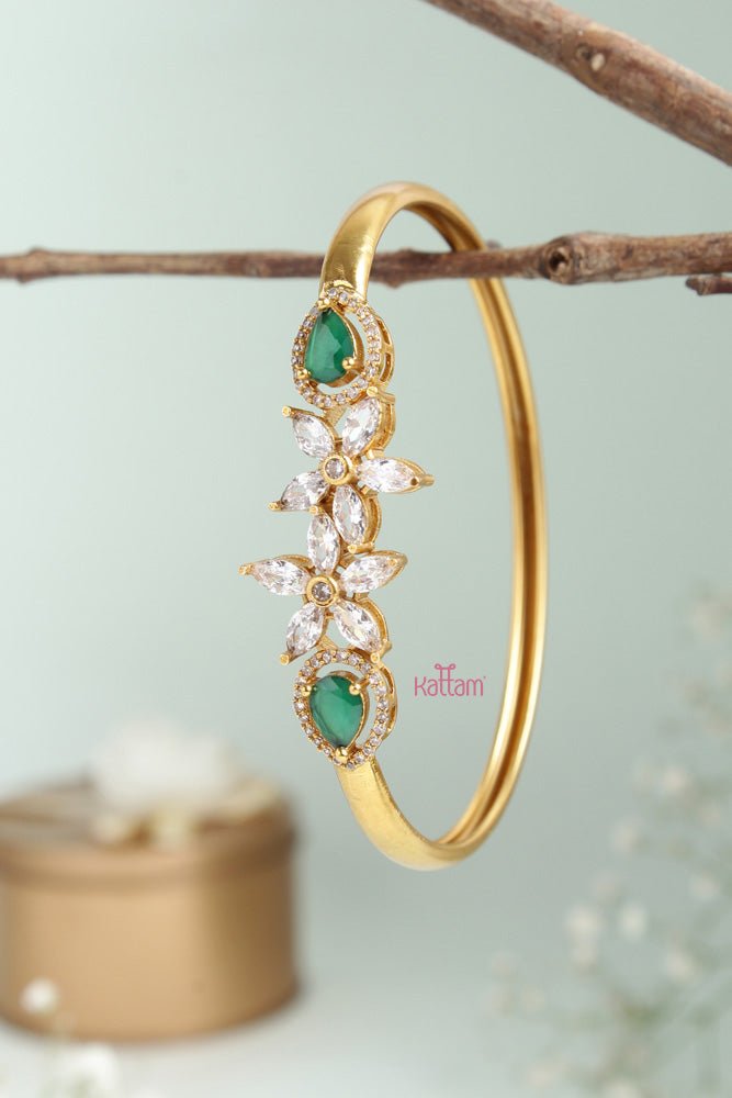 Flower Green Stone Kada - B466