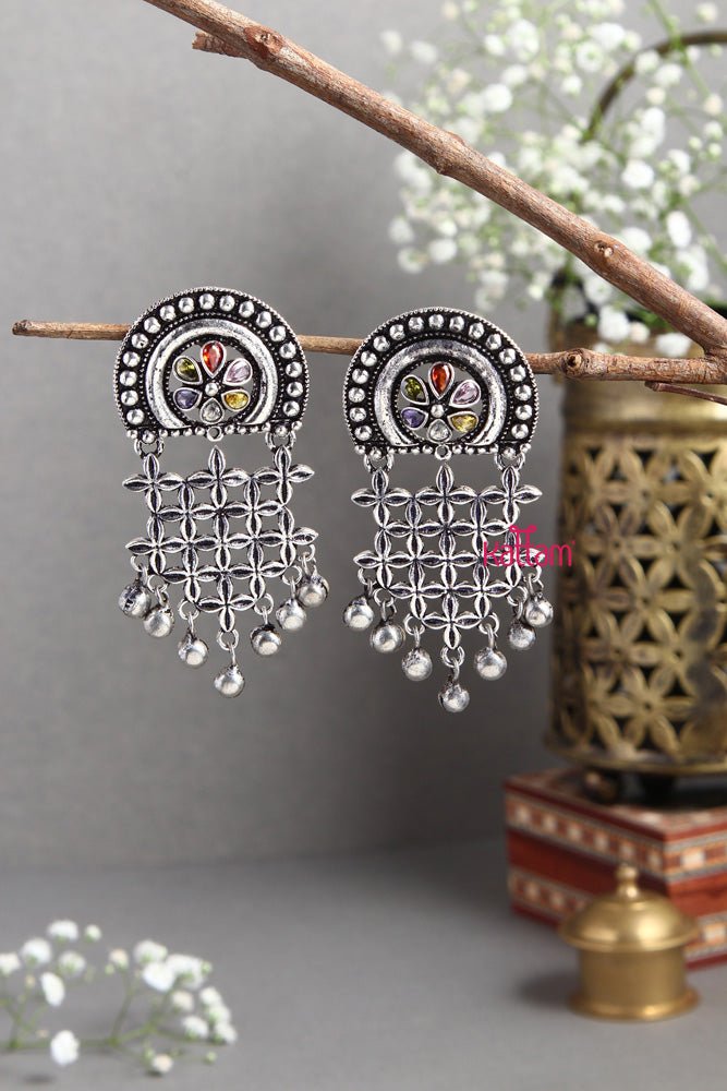 Flower Patterned Statement Earring - E418