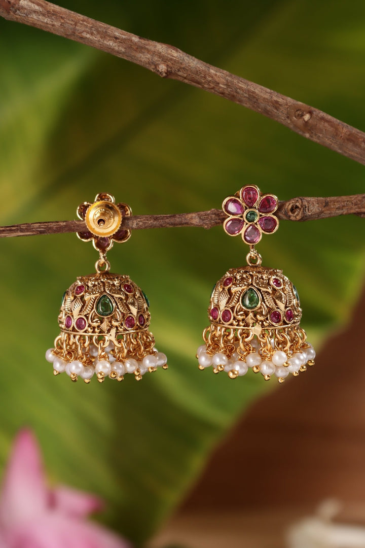 Flower Pearls Jhumka - E1446